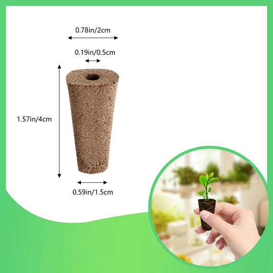 EcoSprout27 gro svamp med størrelsesangivelser og en spire