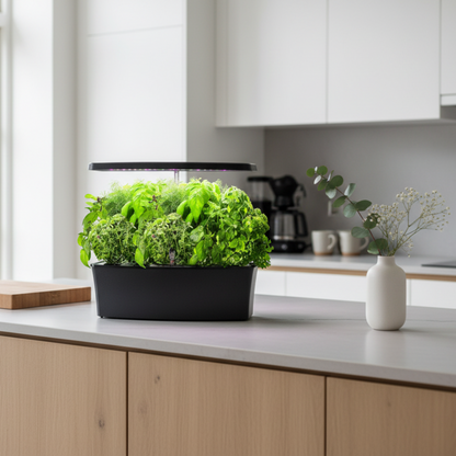EcoSprout27 på moderne køkkenbord med friske urter - perfekt til danske hjem og lejligheder
